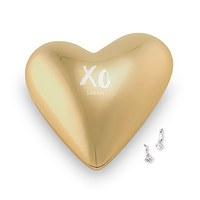 gold modern heart jewellery box xo with line of text etching