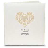 Gold Damask Heart Traditional Photo Album Customised