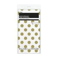 gold dots plastic tablecover 54 x 108 cm