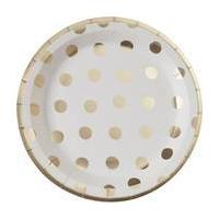 Gold Foil Polka Dot Paper Plates 8 Pack