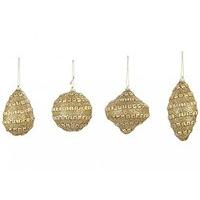 Gold Glitter Ringed Tree Decorations 4 Assorted Designs.