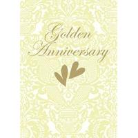 Golden Anniversary Hearts with a light floral backdrop