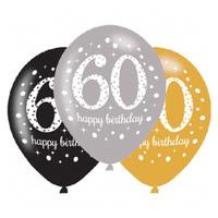 Gold Celebration Age 60 Latex Party Balloons