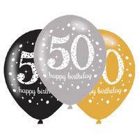 Gold Celebration Age 50 Latex Party Balloons