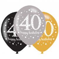 Gold Celebration Age 40 Latex Party Balloons