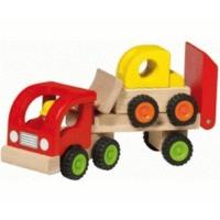 Goki Wooden Transporter Lorry And Trailer With Digger