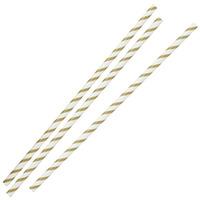 Gold & White Striped Paper Straws 8inch (Pack of 30)