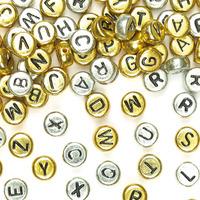Gold & Silver Alphabet Beads (Per 3 packs)