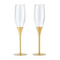 gold wedding champagne glasses with crystal gems