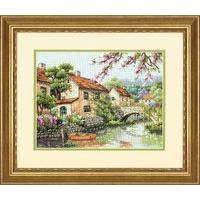 gold counted cross stitch village canal by dimensions 375048