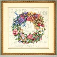 gold counted cross stitch wreath of all seasons by dimensions 375088