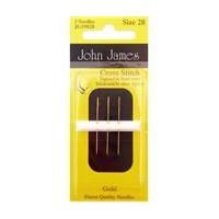 gold plated cross stitch needles size 28 pack of 3