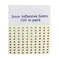 Gold Round Adhesive Gem Stones 3mm 100 Pack