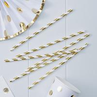 gold striped foiled paper straws