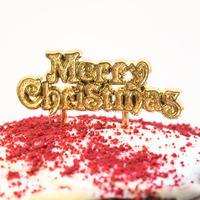 Gold Merry Christmas Cake Decoration