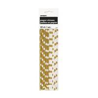 Gold Polka Dot Paper Straws 10 Pack