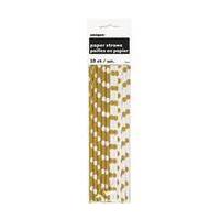 gold polka dot paper straws 10 pack