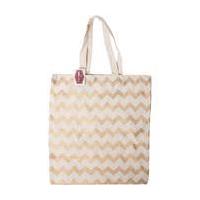 Gold Chevron Canvas Bag 42 x 38 cm