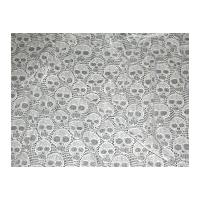 Gothic Skulls Design Nylon Lace Dress Fabric Ivory