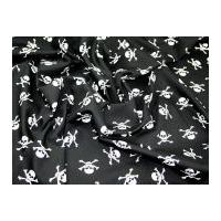 Gothic Skulls Print Cotton Poplin Fabric White on Black