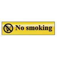 Gold Effect No Smoking Notice 200x50mm