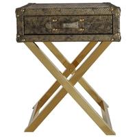 Gold Faux Lizard Skin 1 Drawer End Table