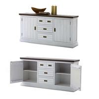 gomera wooden sideboard in acacia white with 2 door and 3 drawer