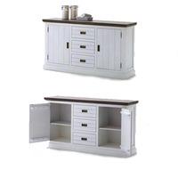 gomera small sideboard in acacia white with 2 door and 3 drawers