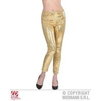 Gold Sequin Leggings Costume for 50s 60s 80s Retro Fancy Dress Up Outfits