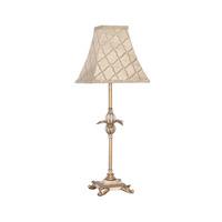 Gold and Cream Resin Table Lamp with Poly Silk Shade