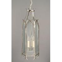 Gothic N733A Solid Brass Nickel Plated 3 Light Hanging Lantern