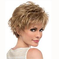 gold blonde short curly wig for women natural synthetic wigs