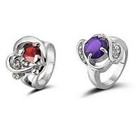 Gorgeous Rhinestones Ring Alloy Plated-Set of 2(Random Color)