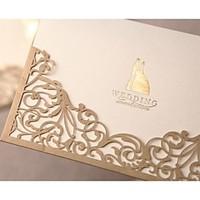 Gorgeous Lace Cut-out Wedding Invitation In Gold (Set of 50)