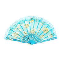 Gold Rose Pattern Lace Hand Fan