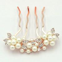 Golden Pearl Hair Combs Hair Jewerly for Wedding Party Lady