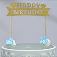 Gold Walk-Through With Heart Happy Birthday Cake Topper