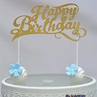 Gold Walk-through Happy Birthday Cake Topper