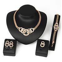 Gold Chain Bracelet Ring Necklace Earrings Jewelry Set