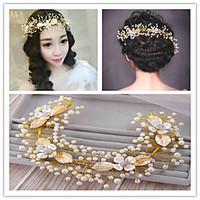 Golden Leaf Flower Hair Forehead Jewelry Fascinators for Wedding Party Decoration