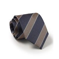 Gold Grey White Textured Weave Stripe Silk Tie - Savile Row