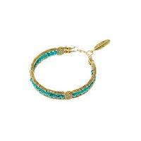 Gold & Teal Feather Pendant Bracelet