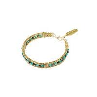 Gold Black & Teal Feather Pendant Bracelet