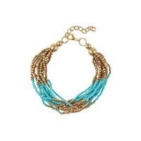 Gold & Aqua Beaded Clasp Bracelet