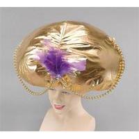 Gold Jumbo Aladdin Hat With Feather