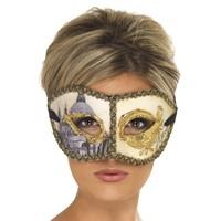 Gold Venetian Colombina Venice Fancy Dress Mask.