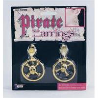 Gold Metal Pirate Skull Earrings