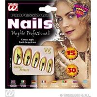 Gold Metallic Nails Withadhesives Accessory For Fancy Dress