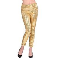 Gold Sequin Leggings Costume For 50s 60s 80s Retro Fancy Dress Up Outfits