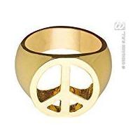 Gold Peace & Love Rings Accessory For Fancy Dress